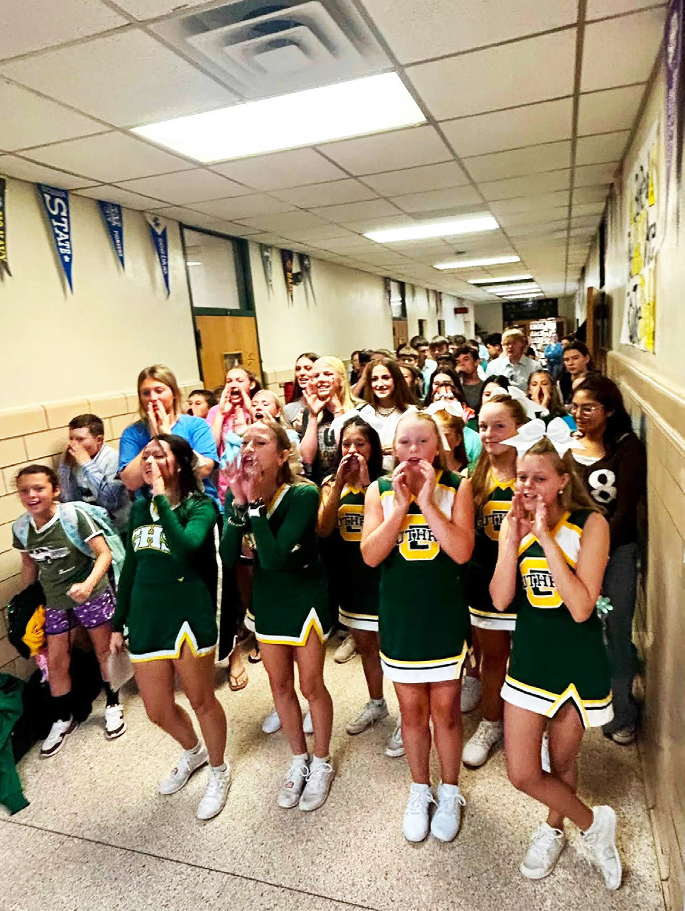GUTHRIE SPIRIT Guthrie held its first hallway pep rally of the year last as the school geared up to face Newcastle Friday night, Sept. 4. The Jaguars were dealt a 50-0 defeat at the hands of the Newcastle Bobcats. Having soared 48 points in the game before, the Jaguars took the shutout as a tough loss. Guthrie is now 1-1, having gone 1-2 since their three-game winning streak (dating back to last season) ended. Guthrie will challenge Spur at 7:30 p.m. on Friday, Sept. 11. | COURTESY PHOTO