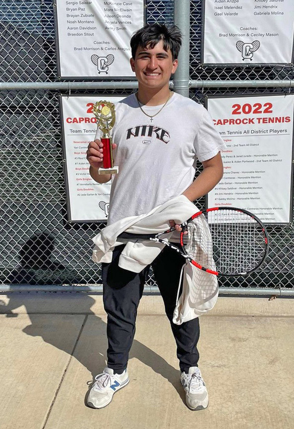 Damian Valdes won the Singles Championship match at the Tascosa Tennis Match in AmarilloMarch20. | COURTESY PHOTOS
