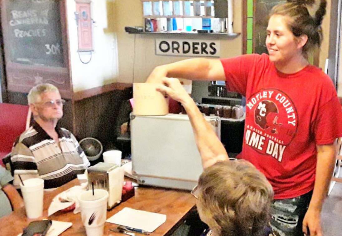 AND THE WINNER IS At last week’s Roaring Springs Lions Club meeting, the drawing for the rifle raffle was held, and the winner was Rick Starkey from Lebanon, Missouri. Prom left are Lions Corky Marshall, secretary, Hailey Blanco and Lion Lynn Campbell. | COURTESY PHOTO