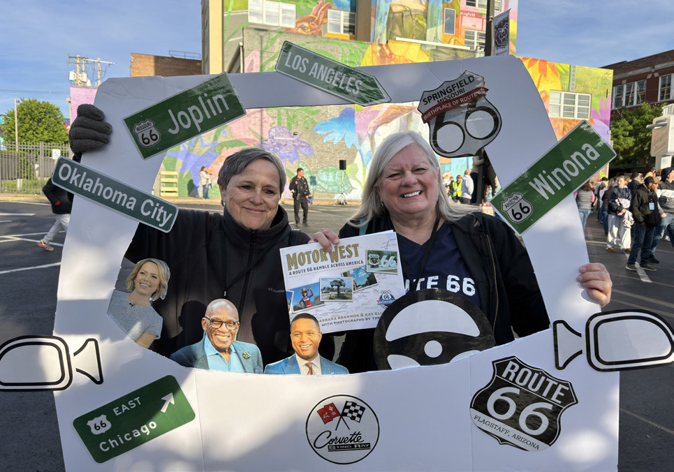 DRIVIN’IN MY CAR At the new Birthplace Plaza, fans ofTheToday Show brought some innovative photo props. If you want to get a copy of the book we’re holding, email us at Route66Ramble@gmail.com or find it on Amazon.com.