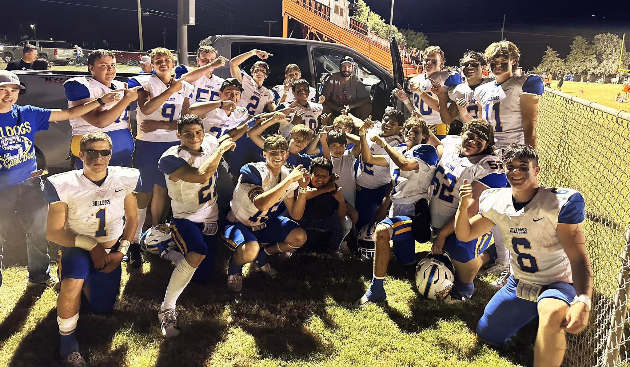 Spur’s head football coach, Tate Cark, was released from the hospital after several bouts with gall-bladder trouble—and was able to watch the Bulldogs’thrilling victory over Paducah last week from the cab of his pickup. Spur, now 5–0, will face the 1–4 O’Donnell Eagles this week for homecoming, Friday, Oct. 4 at 7:30 p.m. at Jones Stadium. | COURTESY PHOTO