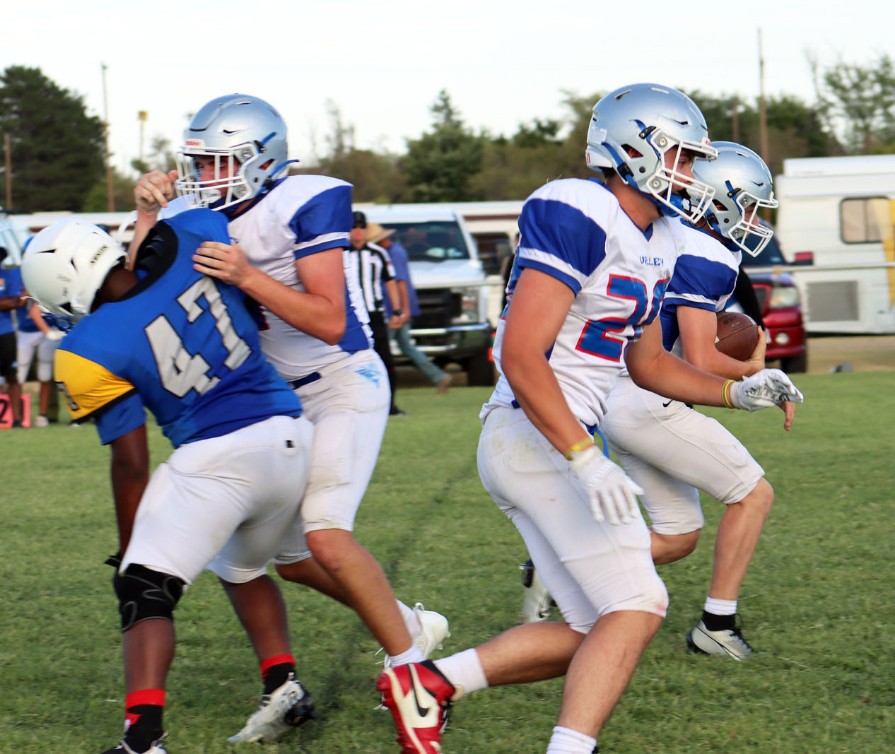 The Valley Patriots travelled to Groom last week to take on the Tigers in a scrimmage. This week the Patriots will be attending the Jayton Gridiron Classic, where they will face the Borden County Coyotes. | SHADI BUCHANAN PHOTO