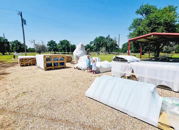 AWAITING A PLAY DATE Turkey’s new playground equipment, delivered in early June, awaits installation at the Turkey City Park. | COURTESY PHOTO