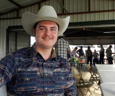 RISING STAR Young musician Jack Phillips, a rising star on the Western Swing scene, relaxes Saturday between dinner and show time at the October Turkey Fest in Turkey. | HANABA MUNN WELCH