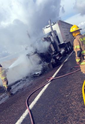 Cattle truck burns in Briscoe County