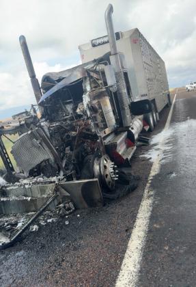 SEMI-TRUCK FIRE Silverton and Quitaque VFDs responded to a semi-truck fire on Saturday, Oct. 25, east of Silverton. | COURTESY PHOTOS
