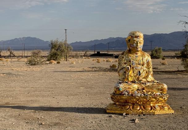 BUDDHAINTHEDESERT is one of the mysteries along this isolated stretch of the Mother Road.