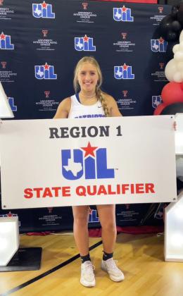 BATTEY STATE BOUND Valley’s Hartley Battey, a sophomore Lady Patriot, is state bound following the UIL Region 1 cross country meet in Lubbock on Monday. | COURTESY PHOTO