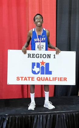 FERREL STATE BOUND Valley’s Micah Ferrel, a sophomore Patriot, is state bound following the UIL Region 1 cross country meet in Lubbock on Monday. | COURTESY PHOTO
