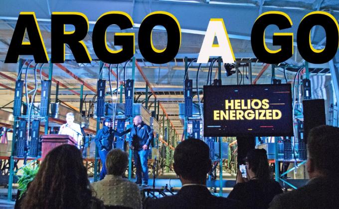 LET THE MINING BEGIN On May 5, some 75 local citizens joined lawmakers and Argo Blockchain staff and contractors in celebrating the launch of Argo’s Helios cryptocurrency mining facility in northern Dickens County. | CAPROCK COURIER