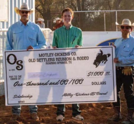 OS MOTLEY SCHOLARSHIP WINNER The 2026 Motley- Dickens Old Settlers Reunion & Rodeo scholarship recipient from Motley County is Caden Bingham, who plans to attend West Texas A&M in Canyon to study agriculture and hopes to become an ag teacher. | COURTESY PHOTO