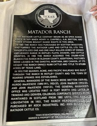 MARK YOUR CALENDARS FOR MARKER DEDICATION Thursday, Aug. 28, at 10 a.m. at the roadside park south of Matador. | COURTESY PHOTO. Right: Caprock Courier photo from June 2023 showing the destroyed marker.