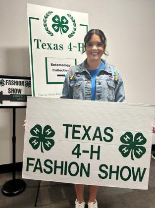 4-H ROUND UP Briscoe County’s Brynae Harrison competed in the recent 4-H Round Up Fashion Show: Natural Fibers Cotton. This category promotes all things cotton from start to finish. | COURTESY PHOTO