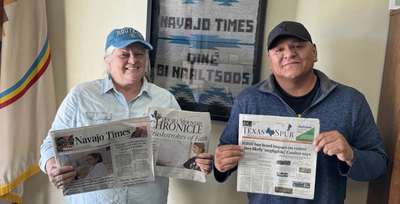 NEWSPAPER SWAP The Navajo Times is the largest independent, Native American-owned weekly newspaper in the U.S., based in Window Rock, Arizona, capital of the Navajo Nation. Founded in 1959 as a tribal newsletter, today it counts a circulation of 24,900 with more than 150,000 weekly readers. Our Texas Spur staff dropped by the paper’s offices in October 2025. | TEXAS SPUR