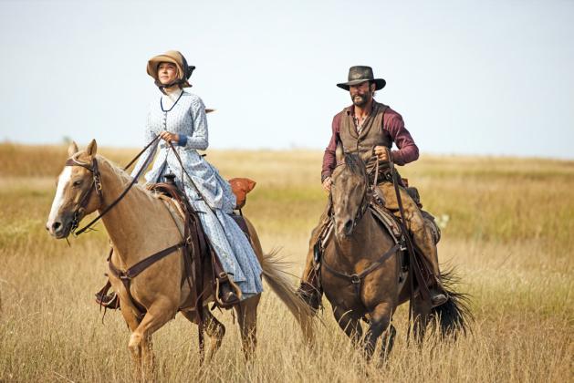 HOWTHEWESTWASWORN Costumes pictured on Elsa Dutton (Isabel May) and James Dutton (Tim McGraw) from the hit TV series‘1883’are on display at the National Ranching Heritage Center. | PHOTOGRAPH COURTESY OF 101 STUDIOS AND PARAMOUNT+