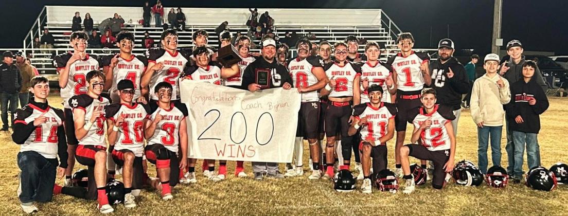 Motley County’s head football coach of 20 years, Mike Bigham, secured his 200th win across his 24 yearsofcoachinglastFridayagainstMcLean,sendingtheMatadors to the playoffs once again. | COURTESY PHOTO