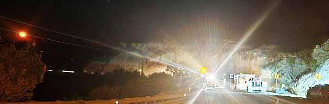 LATE NIGHT BUTTER TRUCK FIASCO played out in Briscoe County as several agencies worked for ten hours to clear the wreckage from “256 Cap” east of Silverton Wednesday night. | JEFF SMITH, BRISCOE COUNTY TxDOT SUPERVISOR
