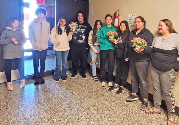 MOTLEY APPRECIATION January is School Board Appreciation Month, and the Motley County ISD floral design classes showed the MCISD board how much they are appreciated by making flower arrangements for each of them and filling the board room with posters. | COURTESY PHOTOS