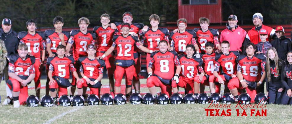 MOTLEY IN PLAYOFFS Motley County will play Benjamin in the first round of playoffs for football on Friday, Nov. 11 at 7:30 pm in Benjamin. Admission will be $6 for adults and $4 for students. | TEXAS 1A FAN PHOTO