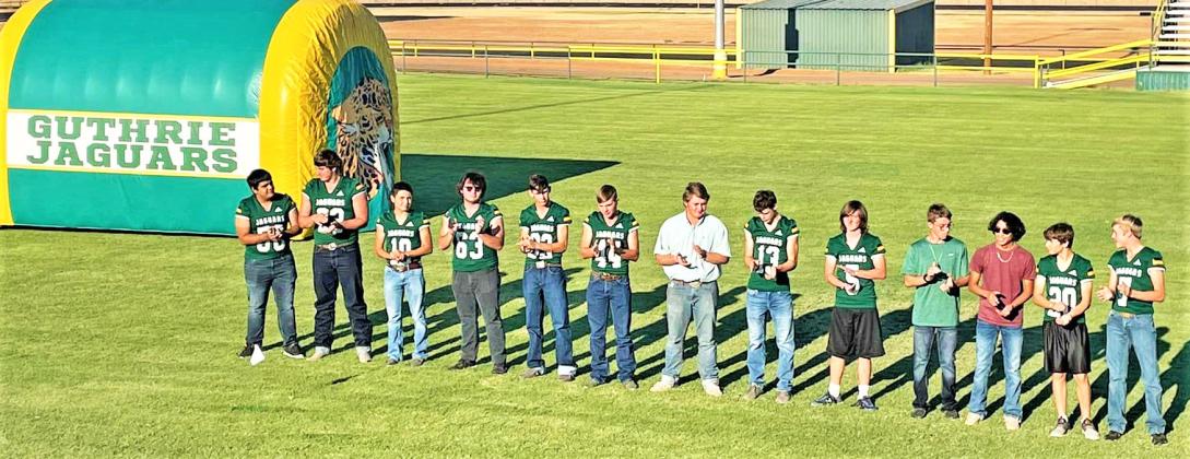 MEETTHE JAGUARS Guthrie Common School District introduced its 2022 football team to the community Friday night at Meet the Jaguars. | COURTESY PHOTO