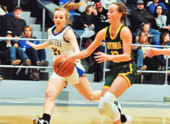 LADY JAGS LOSS The Guthrie Lady Jags lost to Spur Friday night 53–17, but still have a shot at the playoffs. At press time, they were in third place in the district, and three teams advance in the playoffs. There are still a couple of more games to play, so that picture could change. | COURTESY PHOTO
