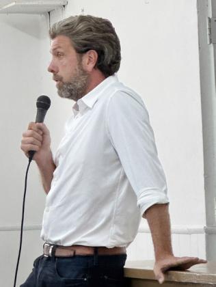 LANCIUM CEO Michael McNamara fielded questions at the Turkey town hall June 5. | CAPROCK COURIER
