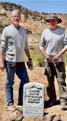 CCM HISTORICAL HERO Todd Smith of Lubbock, Texas (shown above to the left of Pvt. Greg’s grave with fellow investigator Mike Mitchell) will be speaking at the Comanchero Rendezvous on June 6 at the museum in Quitaque. | COURTESY PHOTO
