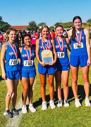 DISTRICTXCCHAMPS TheValley girls are the district cross country champions and will be advancing to regionals. The team includes Hartlee Battey, who finished in 2nd place; Trinity Schlueter, who finished 5th, and Kenadi Green, who finished 8th. | COURTESY PHOTO