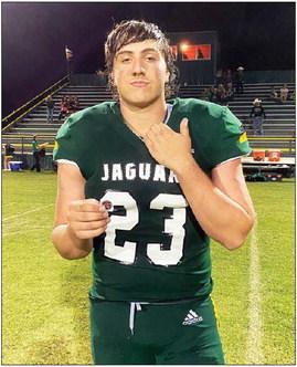 PLAYEROFTHEWEEK Hadley Ray, senior player for the Jaguars, was selected by Texas 1A Fan as the Guthrie Sticker Player of the Week in the Guthrie vs. Lorenzo game. | TEXAS 1A FAN PHOTO