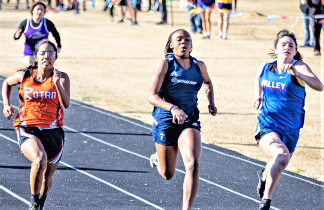 GOLDEN SPUR TRACK MEET Last week Valley track competed at the annual Golden Spur Track Meet, held at Jones Stadium in Swenson Park. The Patriots tied with Lockney for first place, and the Lady Patriots finished 4th. Ten teams competed. | DOUBLE MOUNTAIN CHRONICLE PHOTO, MARK MARTINEZ