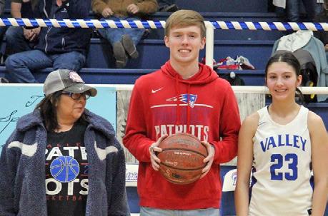 VALLEY SENIOR NIGHT Last week the Valley community recognized graduating seniors and their parents at halftime of the Valley Lady Patriots– Groom game inValley. | SHADI BUCHANAN PHOTOS