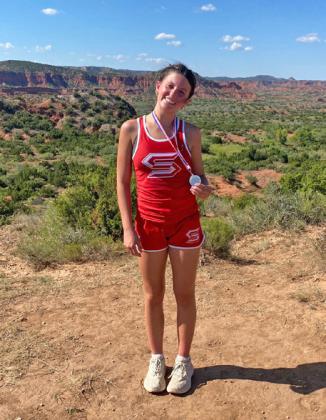 SENIOR MELODY RAMPLEY finished in 2nd place during the Caprock Canyon Bison Run cross country meet on Sept. 2. | COURTESY PHOTO