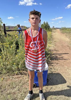 EIGHTH GRADER CORBIN HALL finished in 10th place during the Caprock Canyon Bison Run cross country meet on Sept. 2. | COURTESY PHOTO