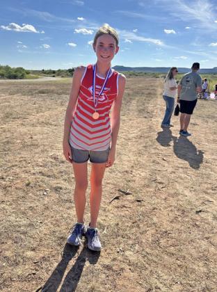 SEVENTH GRADER KINLEY RHODERICK finished in 15th place during the Caprock CanyonBisonRuncrosscountry meet on Sept. 2. | COURTESY PHOTO