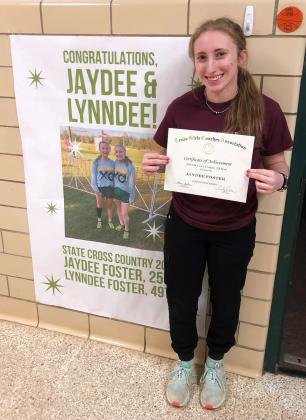 GUTHRIE HONOR Congratulations go to Jaycee Foster for earning the Texas Girls Coaches Association 1A Girls All-State award for cross country. | COURTESY PHOTO