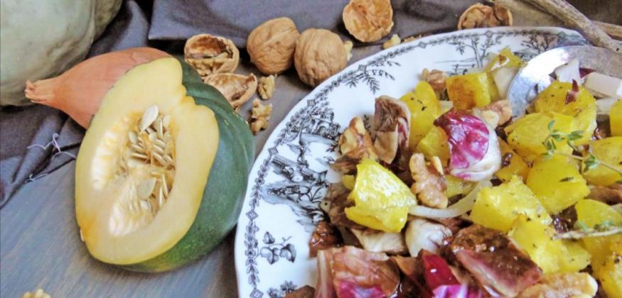 Roast acorn squash with raddichio for a sweet-tart flavor