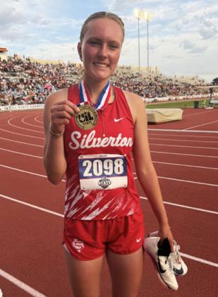 STATE CHAMPION Congratulations go to Silverton senior Maddie Francis (above, center), who finished 1st in the girls 110m hurdles event at the State track meet in Austin with a new conference-best 1A time of 14.53. MORE STATE TRACK RESULTS, PAGES 4, 5, 6 | RUSS MORRIS FOR THE CAPROCK COURIER