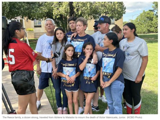 FAMILIES REMEMBER The Reece family, a dozen strong, traveled from Abilene, Texas, to Matador to mourn the death of Victor Valenzuela, Junior. | KCBD PHOTO