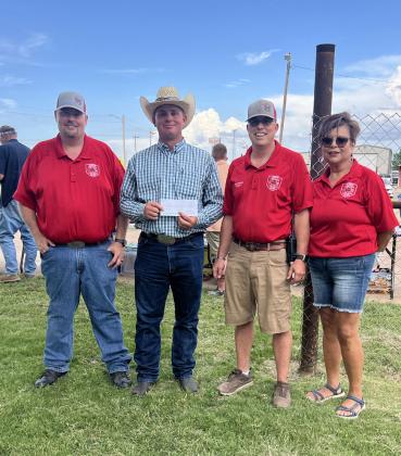 FARM BUREAU HELPS The Texas Farm Bureau donated $5,000 to the Silverton Volunteer Fire Department at the annual Silverton 4th of July picnic. From left are Kody Rhoderick, VFD assistant chief; Farm Bureau rep, Chance Rhoderick, JoDee Robison, chief; and NormaTrevino, fire department secretary. | COURTESY PHOTO