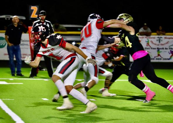 DISTRICT TUSSLE The Motley County Matadors fell to the Jayton Jaybirds Friday night 60-14 in a battle for the district title. The Matadors still have a shot at the playoffs and host Patton Springs Friday night. | AMANDA MCGEE PHOTOS