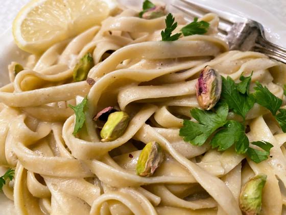 NUTTY-LEMONY GOODNESS oozes from this twist on a familiar fettucini dish. | ANGELINA LaRUE PHOTO