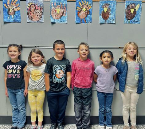 THANKSGIVING FUN Motley County first grades had some Thanksgiving fun last week, making turkey directed drawings, and pumpkin pie in a cup. | COURTESY PHOTOS