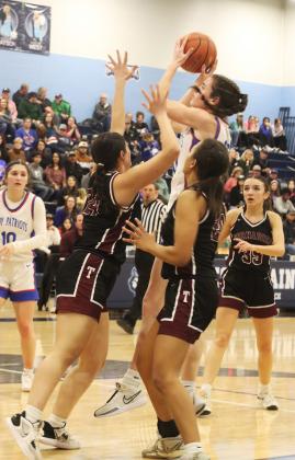VALLEY VICTORY The Valley Lady Patriots, #1 in the state, advanced to the regional quarterfinals by defeatingTexline 45-24 thanks to a big second half during a Class 1A area round clash at West Plains High School on Friday night. This week they were to face the McLean Lady Tigers Tuesday night in Panhandle for the Regional Quarterfinal. | SHADI BUCHANAN PHOTO