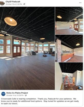 CAFÉ AT MAJOR PADUCAH CROSSROADS PREPARING FOR OPENING