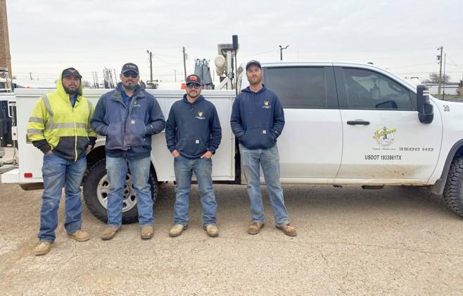 HELPING THE PANHANDLE Lighthouse Electric Cooperative has sent six linemen to the Canadian, Texas, area to help rebuild infrastructure damaged in the fires for North Plains Electric Cooperative. The linemen from the Floydada office are Hector Rodriguez, Herry Santos, Aaron Saenz, and Jeremy Siewert. The linemen from the Memphis office are Cam Washington and Randy Wiggins. | COURTESY PHOTO