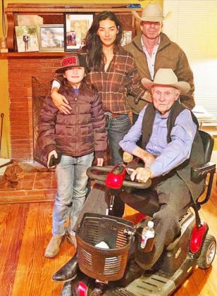 WELCH LEGACY Buster Welch, Hall of Fame horse trainer, shown here with “Yellowstone” creator Taylor Sheridan and his family, died at home in Abilene, Texas, June 12. | COURTESY PHOTO