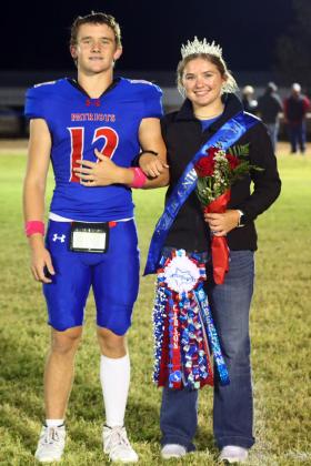 HOMECOMING QUEEN Junior Emberlynn Mullin, escorted by Carson Tucker, was crowned Homecoming Queen following Friday night’s football game. | COURTESY PHOTO BY VALLEY YEARBOOK