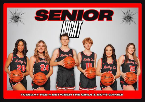 MOTLEY SENIOR NIGHT Motley County ISD recognized their senior basketball players Tuesday, Feb. 4 between the girls and boys games. | COURTESY GRAPHIC