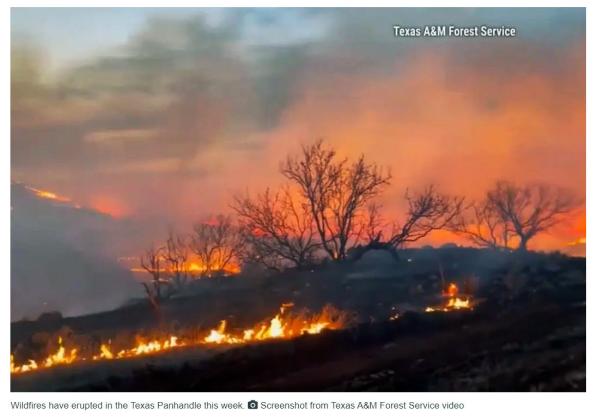 PANHANDLE BLAZES As of Tuesday’s press time for The Caprock Courier, all 26 counties in theTexas Panhandle have been declared disaster areas following several wildfires that began Feb. 27. SEE ‘CAPROCK COUNTRY HELPS THE PANHANDLE,’ BELOW. | COURTESY PHOTO