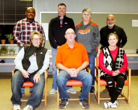 JANUARY IS SCHOOL BOARD RECOGNITION MONTH Paducah ISD trustees are, front row, from left: vice president, Laura Bratton; president, Michael LeCroy; secretary, Angie Jordan. Back row, from left, board members Jeff Richardson, Terence Moore, Jody Piper and LeRoy Rodriguez. COURTESY PHOTO